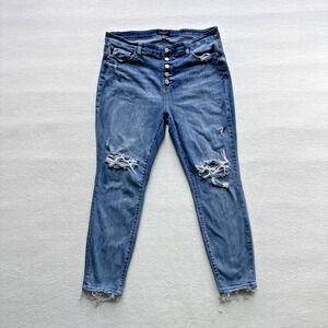 Judy Blue Boyfriend Fit Jeans Womens 15/32 Button Fly Distressed Stretch Comfy